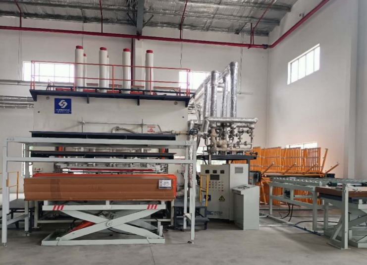 Hot pressing line inside Invictus Manufacturing factory
