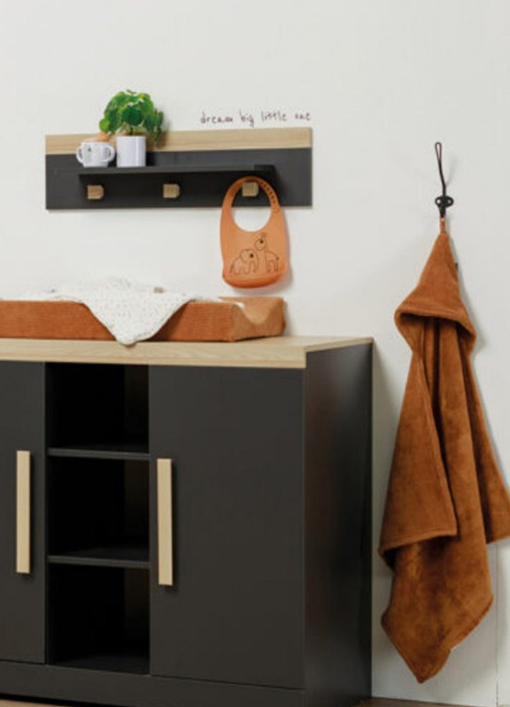 Graphite Modern Growing Room low cabinet with safety rail