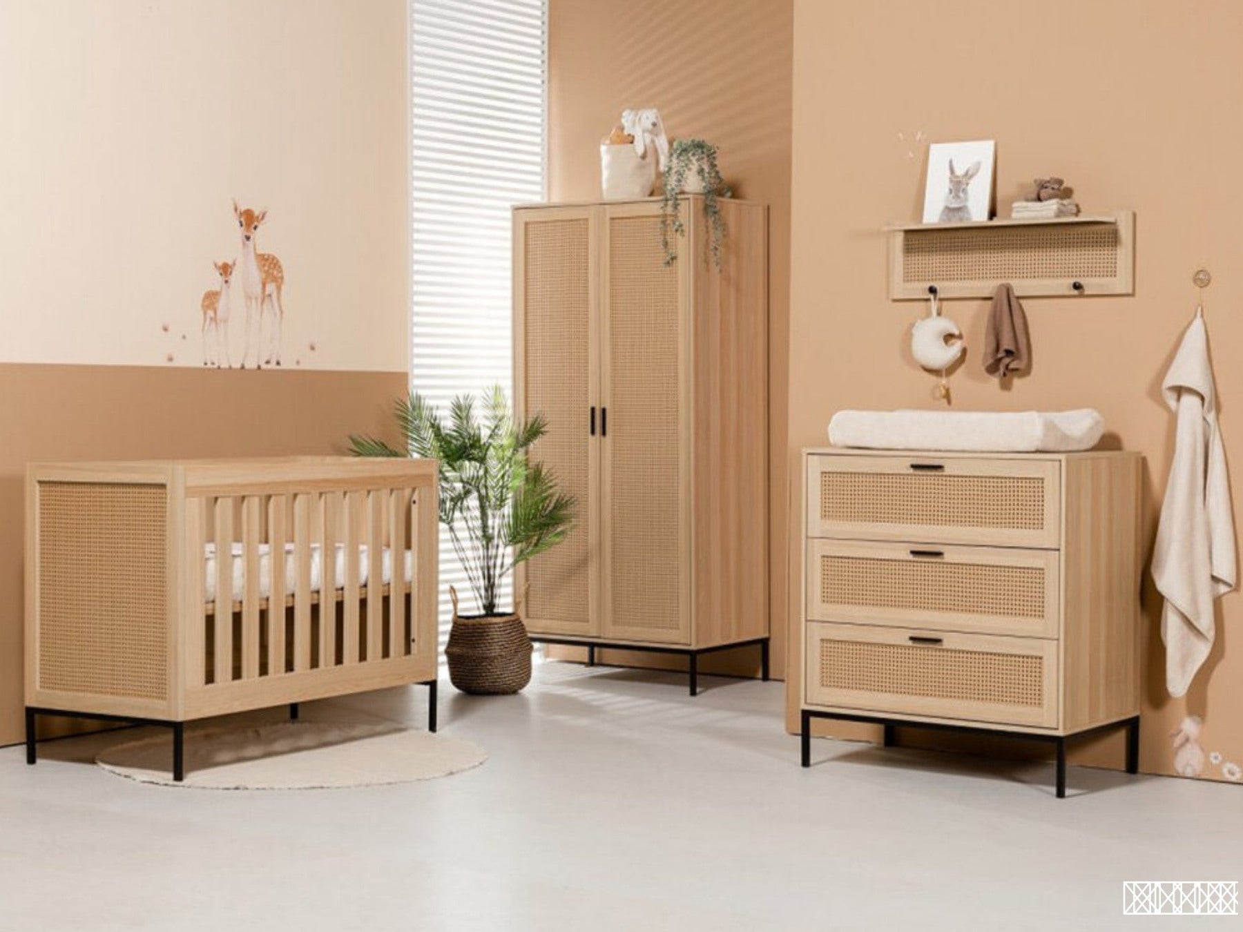 Honey Rattan Growing Room complete three-piece children's room set