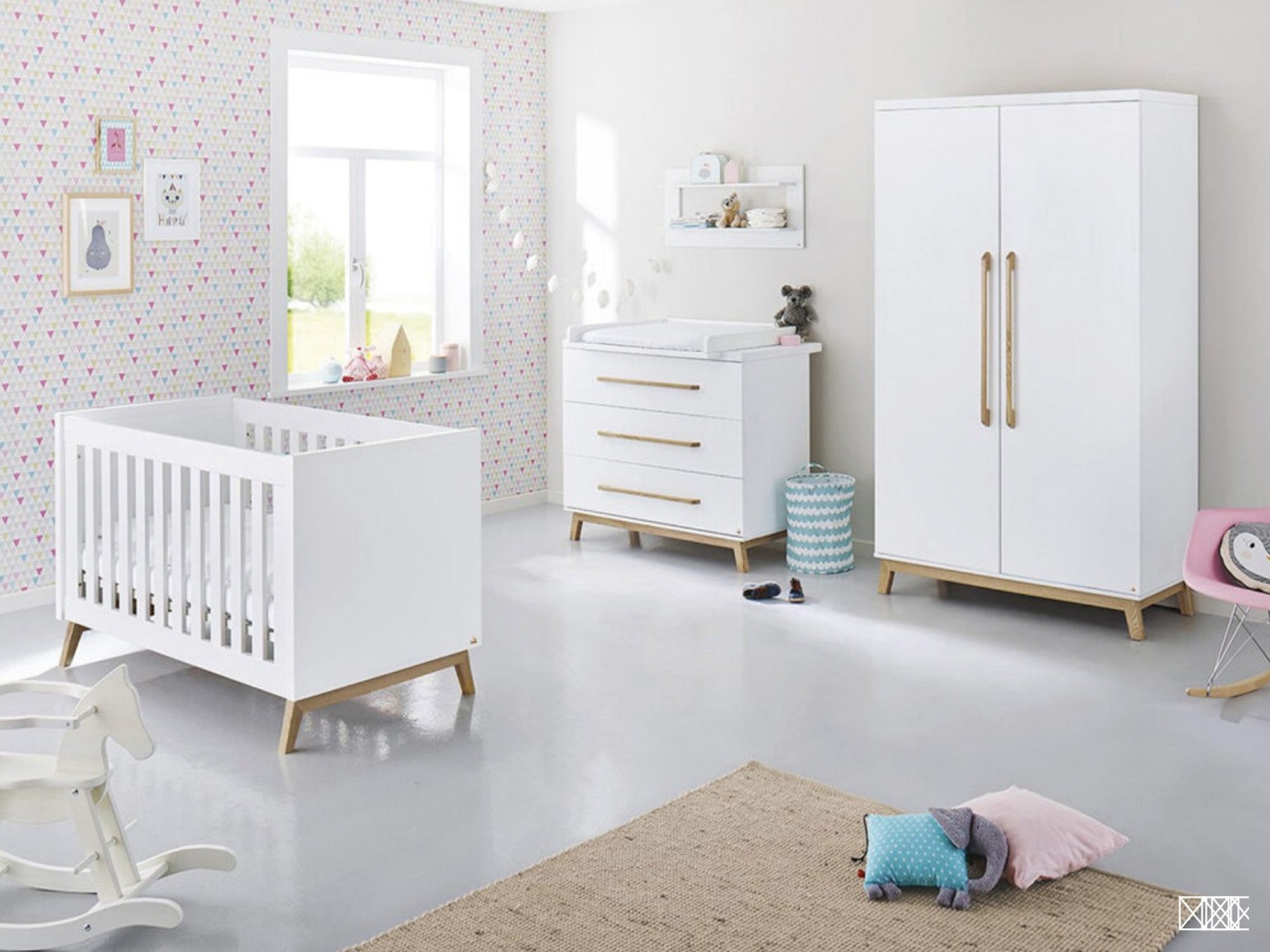 Lumi White Growing Room complete three-piece children's room set