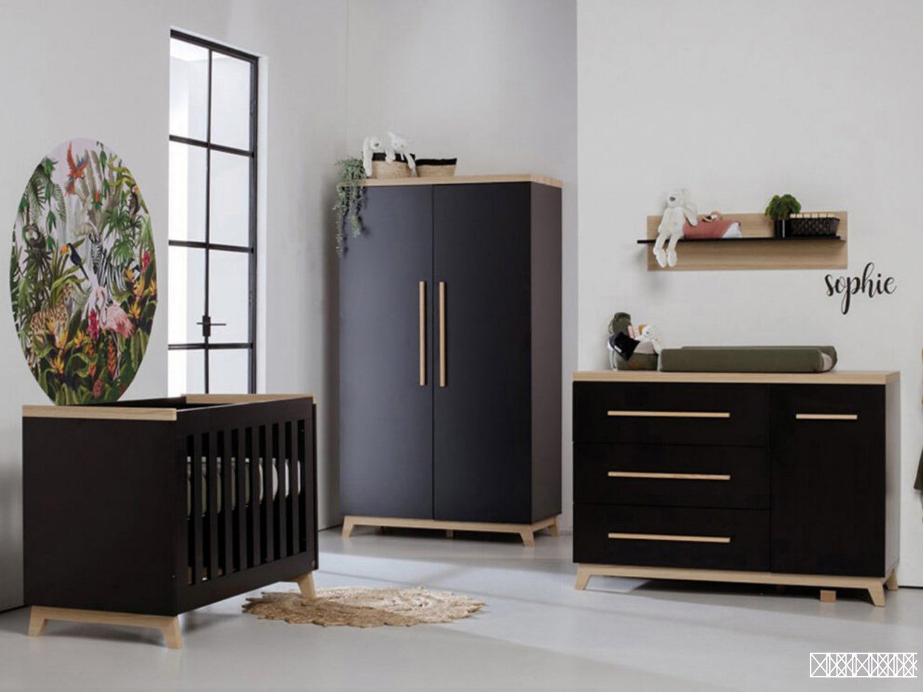 Midnight Walnut Growing Room complete three-piece children's room set