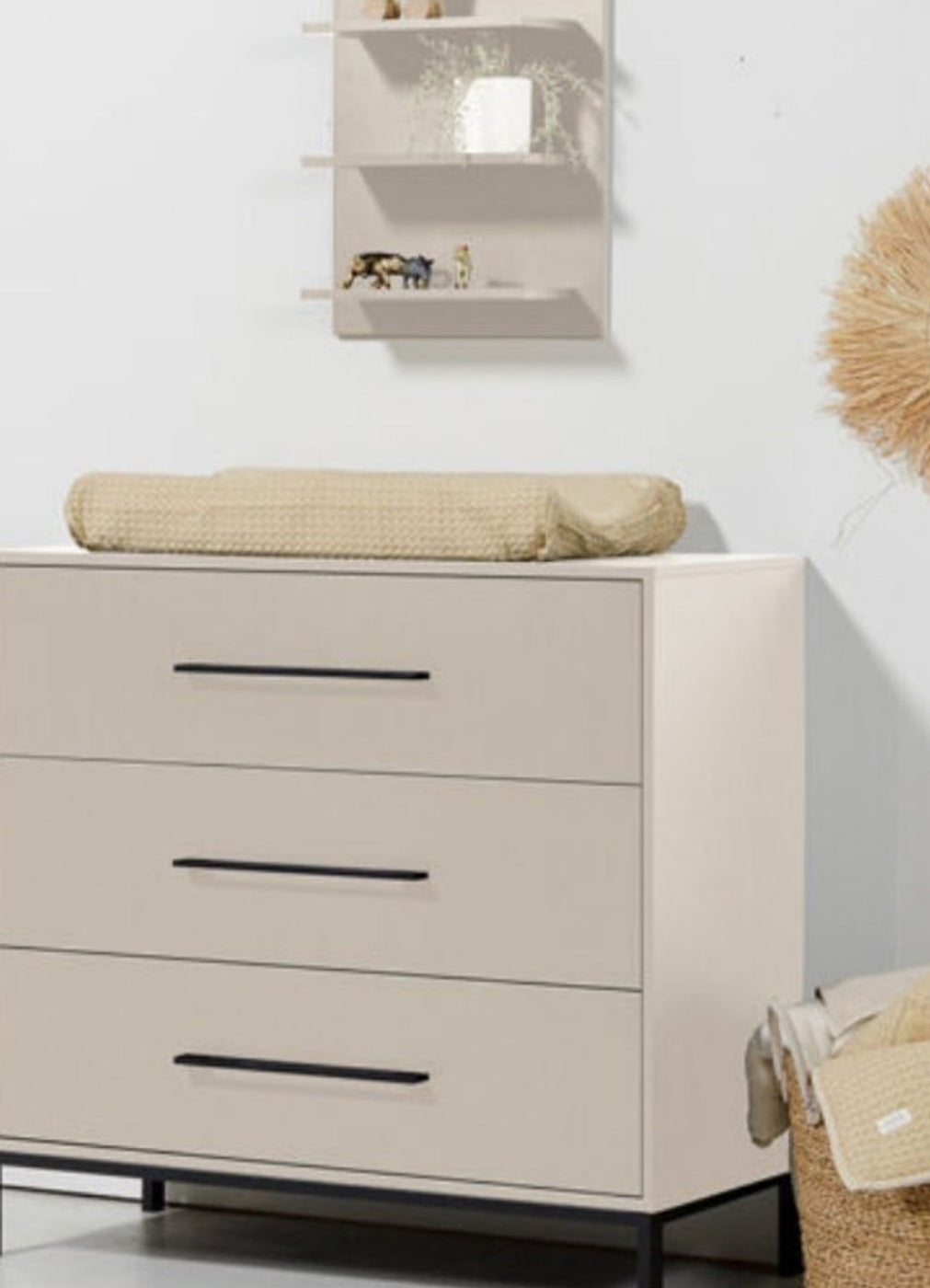 Stone Taupe Growing Room low cabinet with safety rail