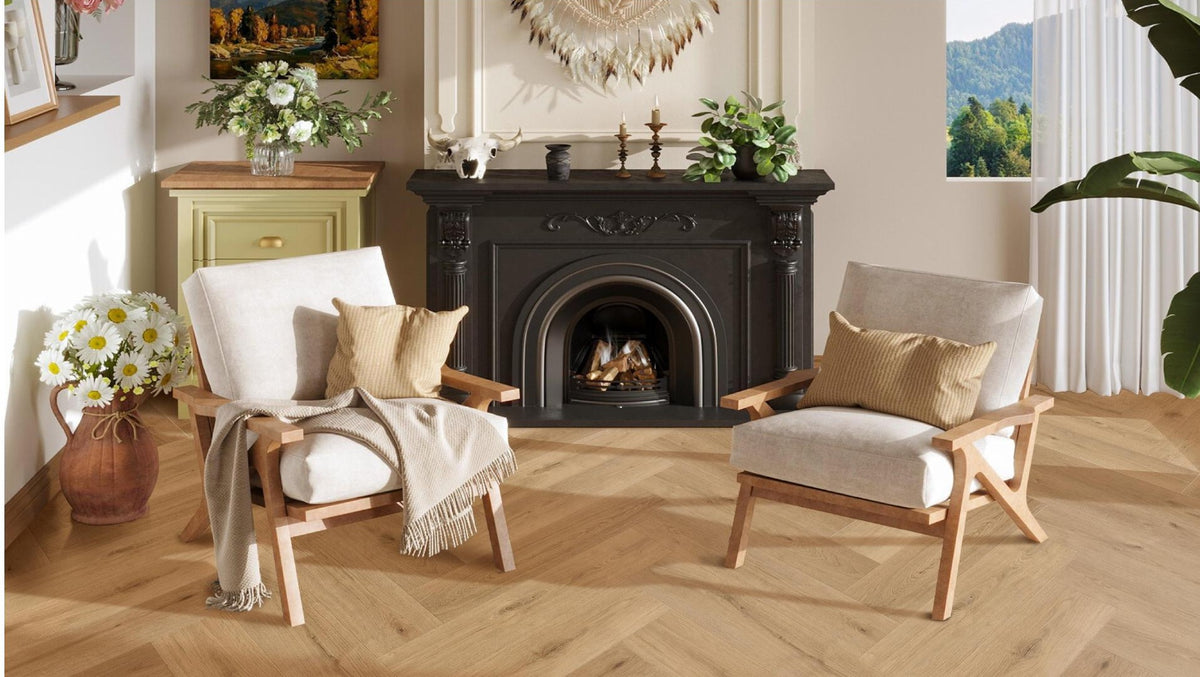 JBS-0002 1.2M herringbone flooring in a finished room