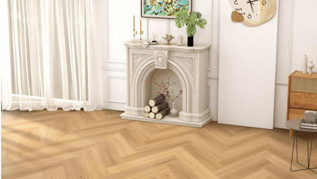 JBS-0608 1.2M herringbone flooring in a finished room