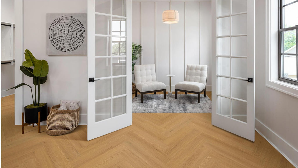 JBS-0758 1.2M herringbone flooring in a finished room