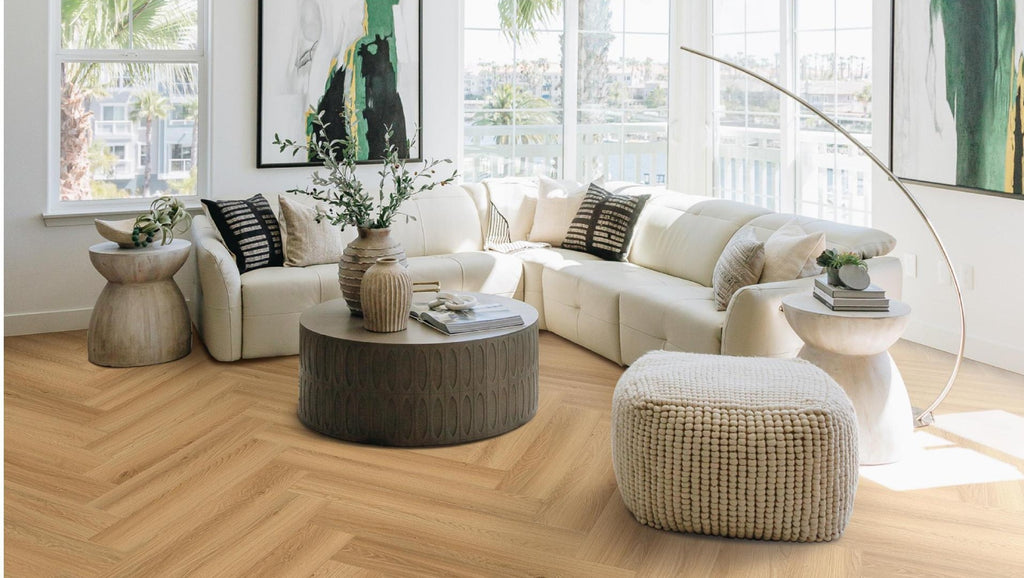 JBS-0768 1.2M herringbone flooring in a finished room