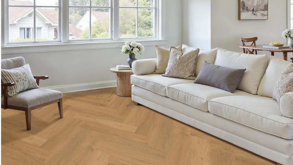 JBS-0202 2.4M herringbone flooring in a finished room