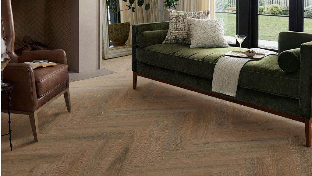 JBS-0304 2.4M herringbone flooring in a finished room