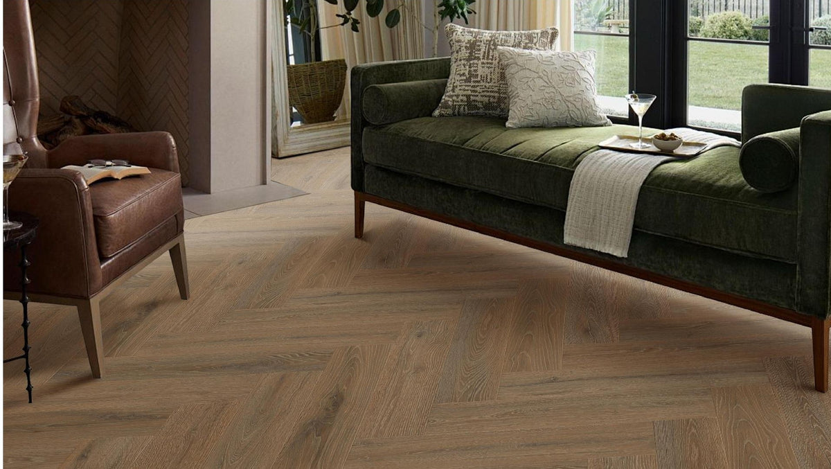 JBS-0304 2.4M herringbone flooring in a finished room