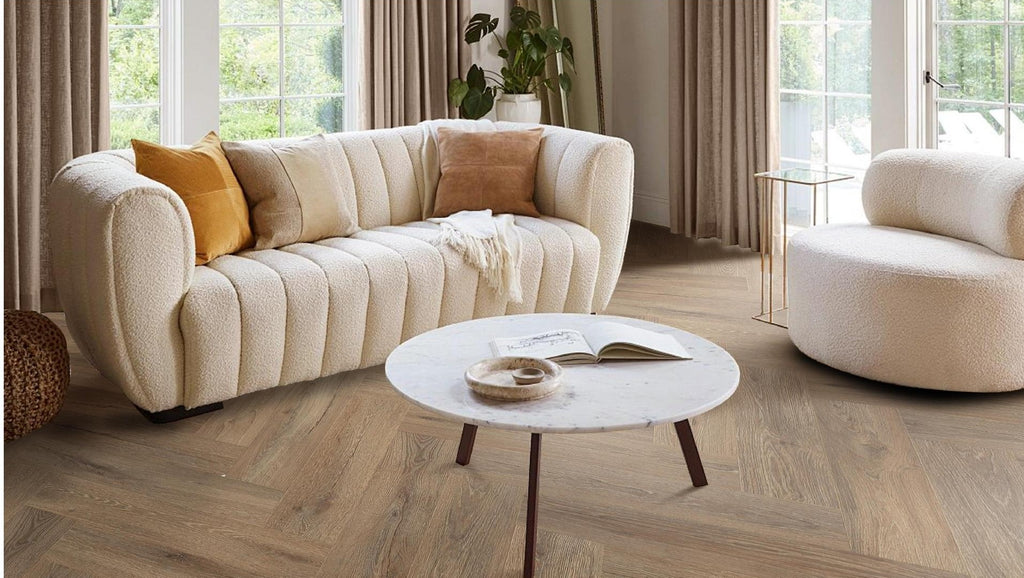 JBS-2303 2.4M herringbone flooring in a finished room