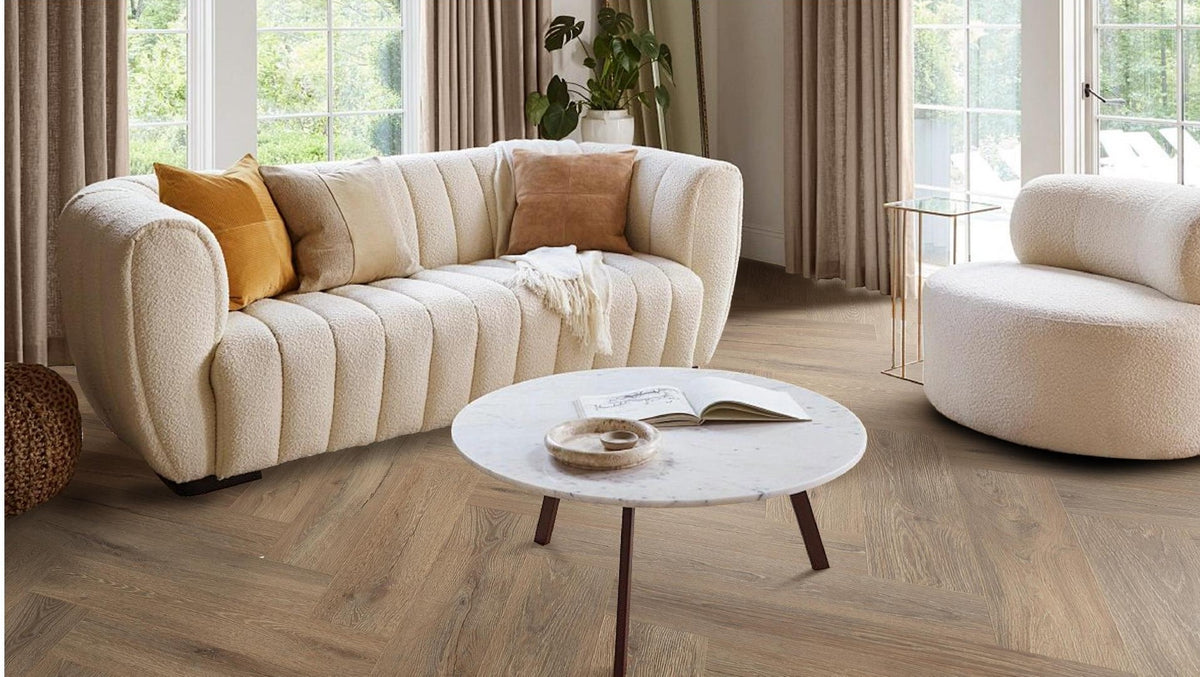 JBS-2303 2.4M herringbone flooring in a finished room