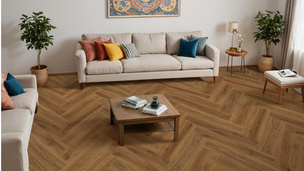 JBS-3024 2.4M herringbone flooring in a finished room