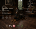 Doberman resting on dark walnut pet-friendly flooring in a refined library